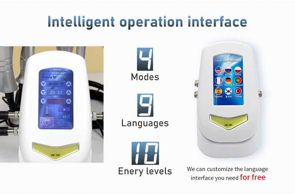 4IN1 Vacuum 40K Body Cavitation Massager Facial Radiofrequency Freckles Removal Fat Burner Cellulite Massager Skin Beauty Device