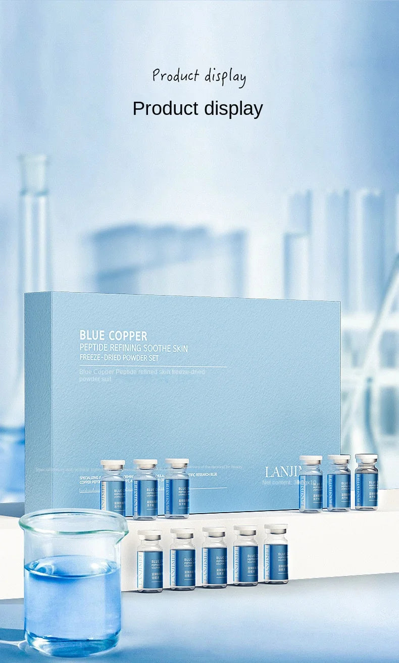 Blue Copper Peptide Face Skin Repair Freeze-dried Powder Set Sensitive Skin Moisturizing Firming Smooth Hyaluronic Acid Essence