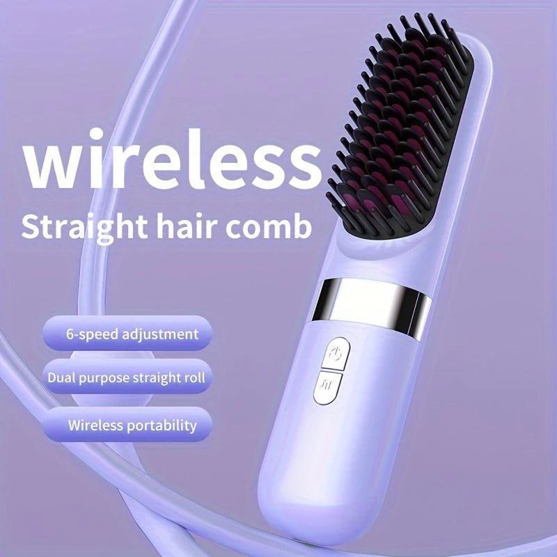 2025 Electric Hot Comb Multifunctional Wireless Straight Hair Straightener Negative Ion Anti-Scalding Straightening Brush New