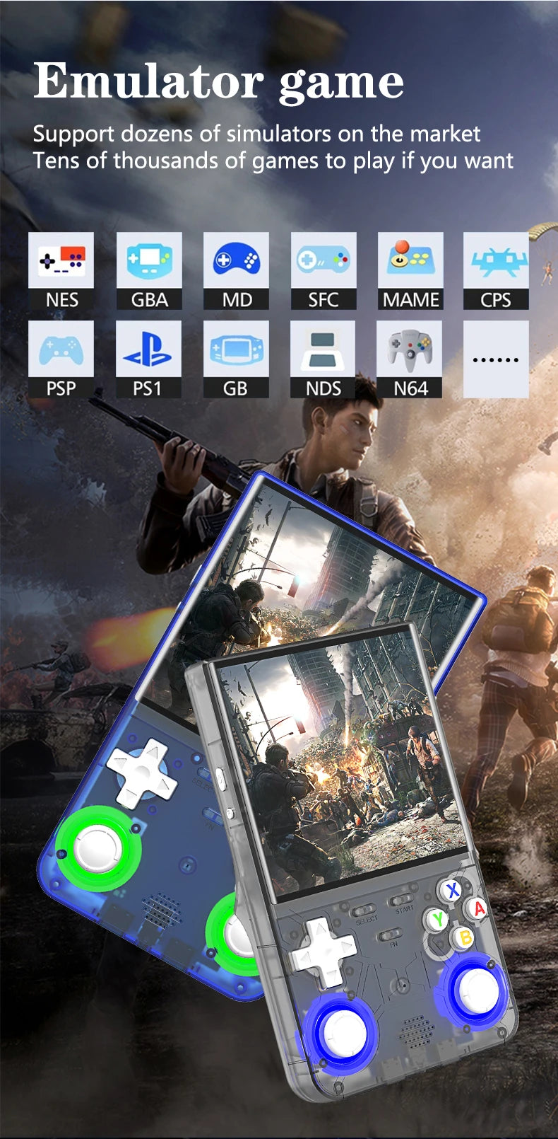 R36 Ultra Console Portable Retro Game 4‘’ IPS Screen Handheld Game Players Emulator Pocket Video Player 64G 128G 20000+ Games