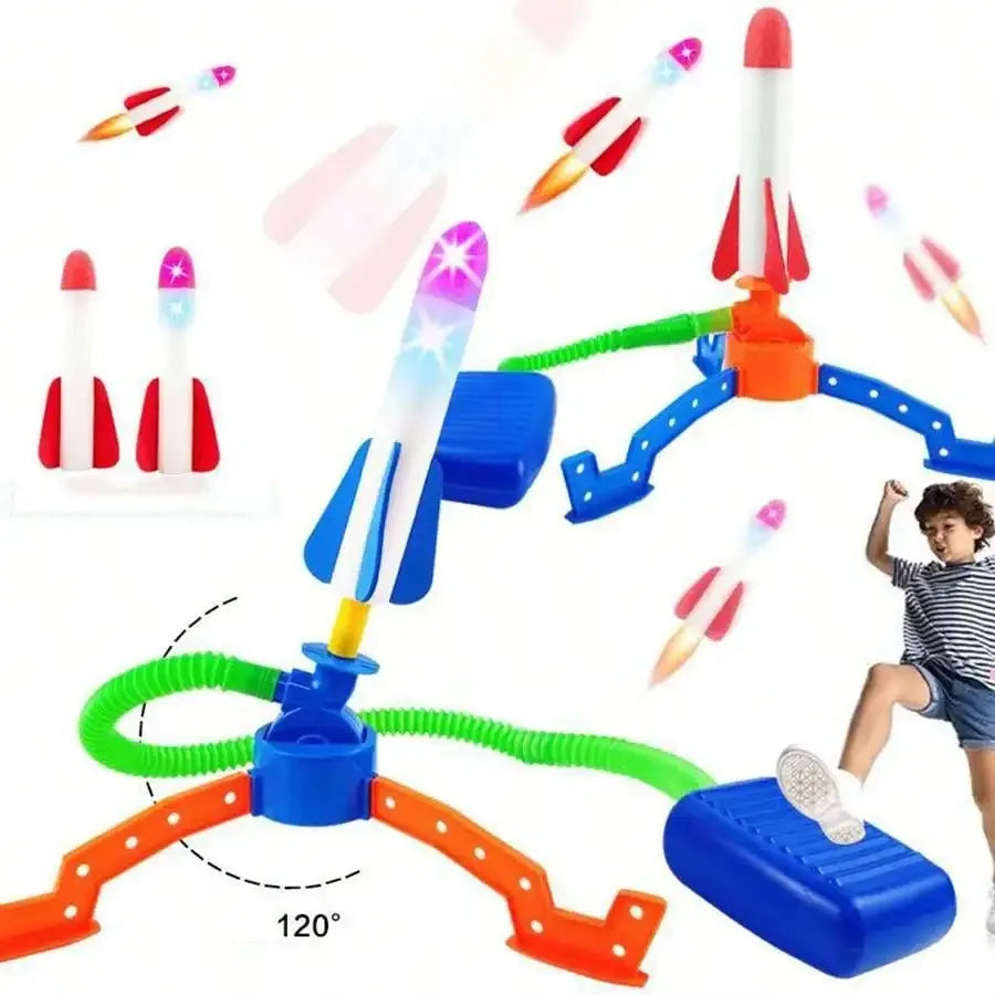 Kids Rocket Launcher Toy Foam Rockets and Sturdy Launcher Stand Outdoor Family Games Fun Outdoor Toy for Kids Birthday Gifts