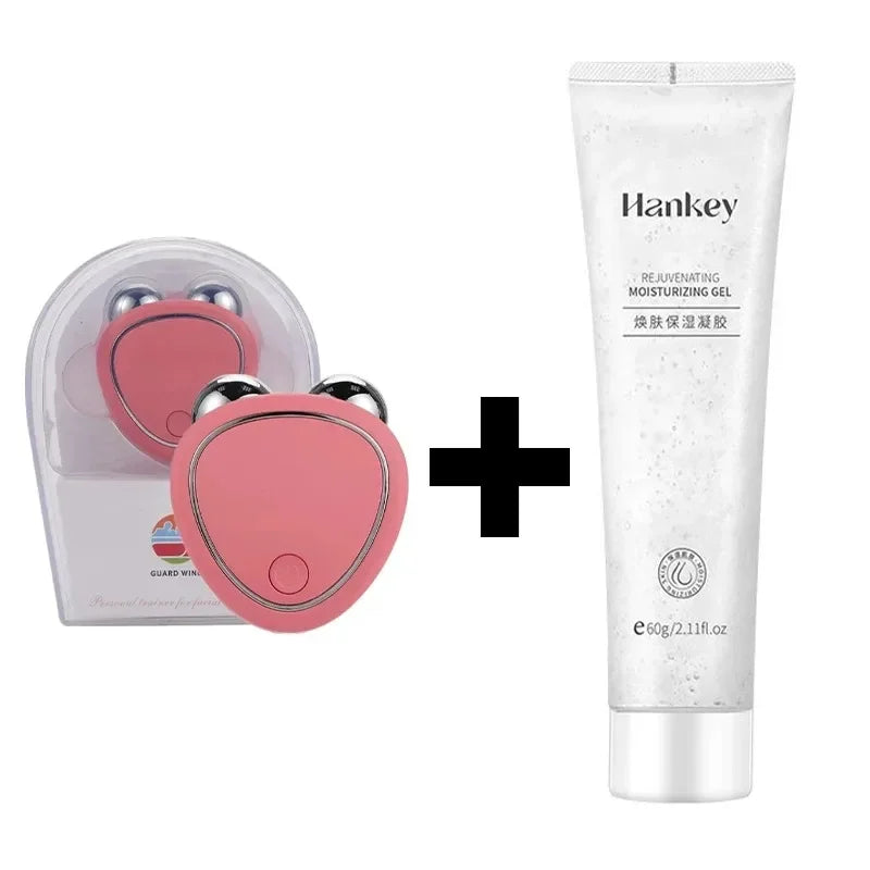 Electric Facial Lifting Roller EMS Massager with Gel Face Microcurrent Skin Tightening Rejuvenation Face Massage Beauty Care