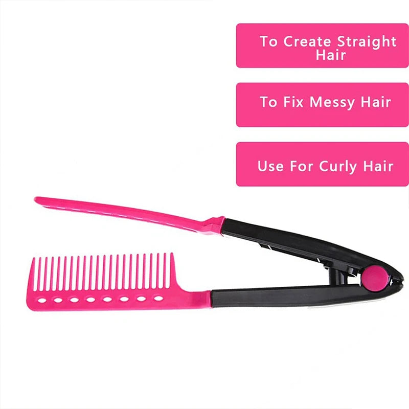 1 Piece V-shaped Straightener Hairdressing Straightening Brush Salon V Comb Straightener Styling Hair Folding Hair Styling Tool