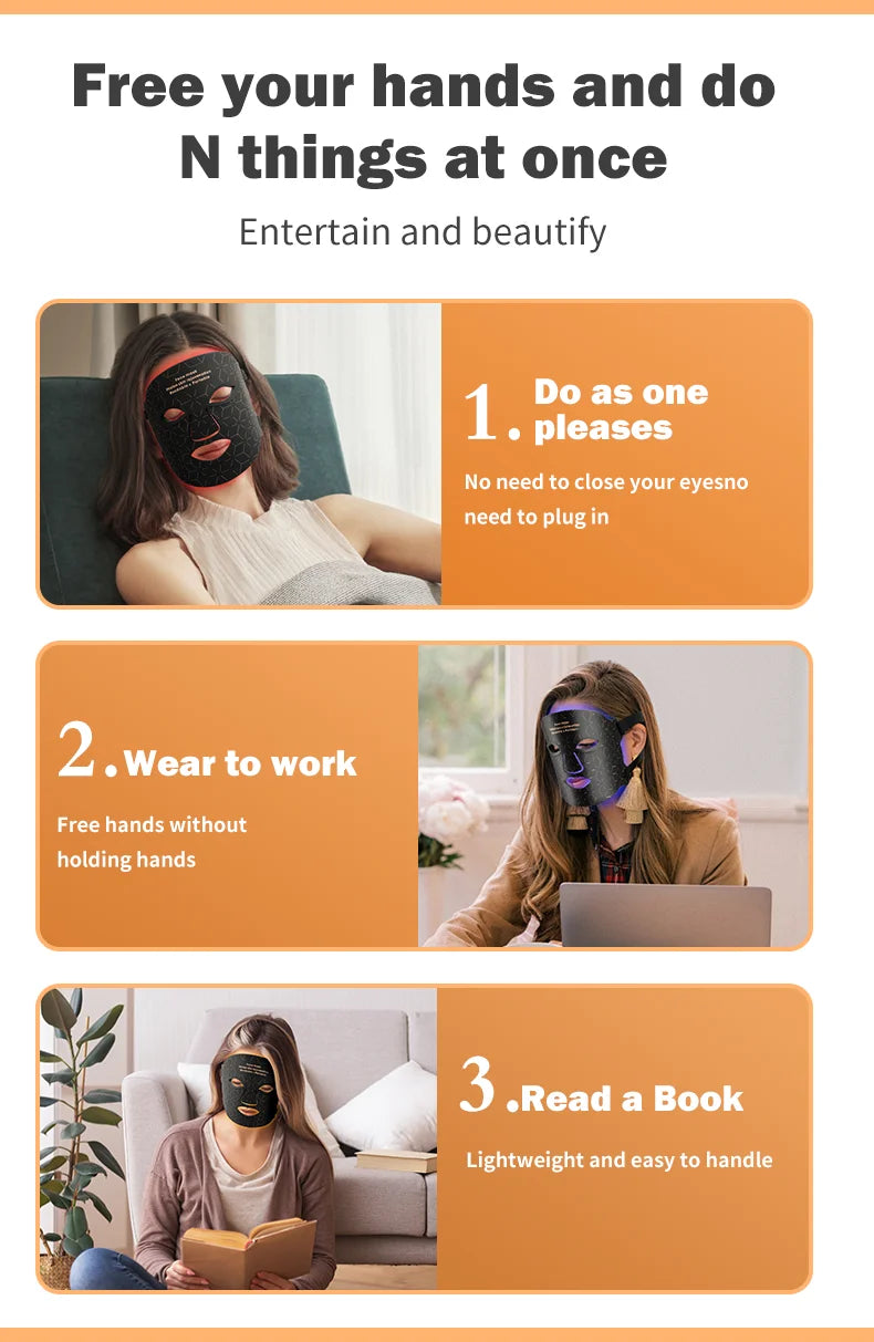 LED Photon Beauty Infrared Mask Instrument USB Electronic Mask Rejuvenation Lightens Fine Lines Brighten Skin Tone Repair Skin