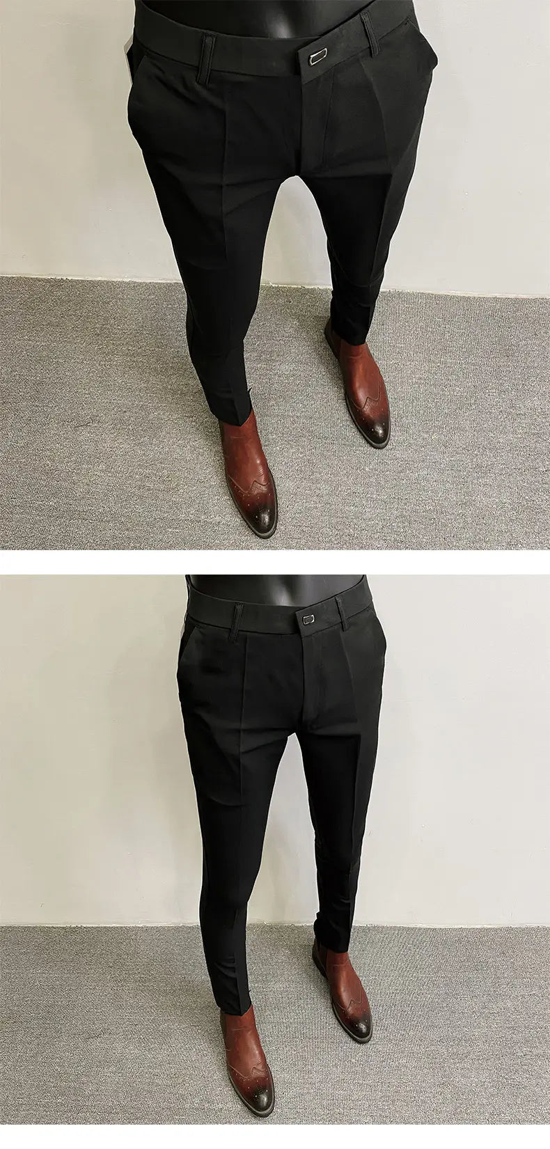 Men Suit Pants Formal Trousers Pantalone Hombre Stretch Slim Solid Color Casual Dress Full Length Pants Fashion New Men Clothing