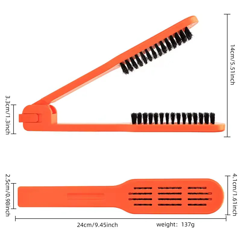 Double Sided Ceramic Hair Straightener Comb & Styling Brush Natural Wood 2 in 1 Styling Tool for Women