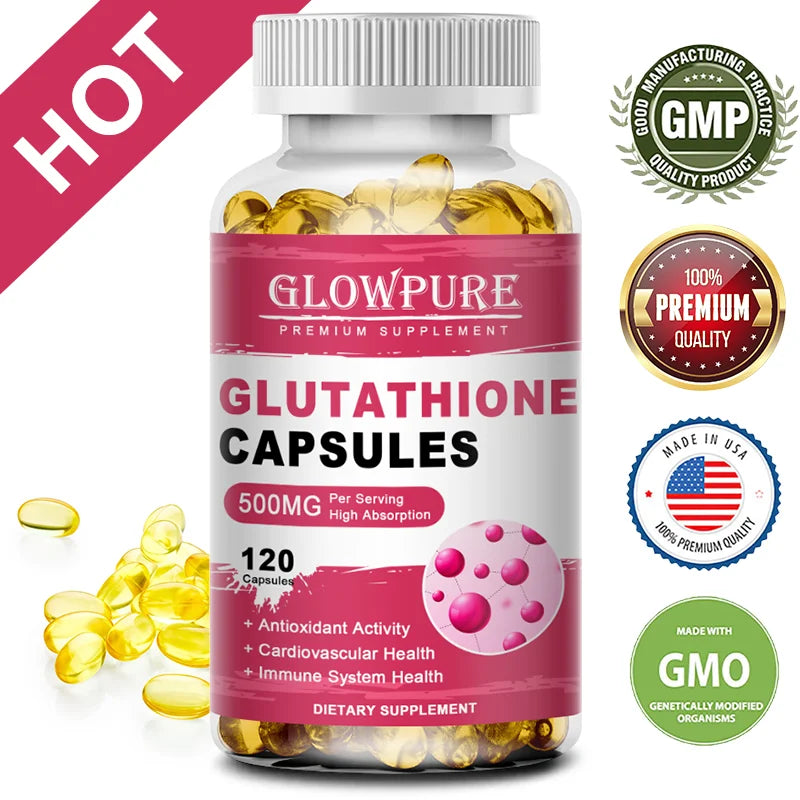 Glutathione Capsules for Skin, Detox and Immune System Support with High Absorption Formula Beauty Care Health Supplement Vegan