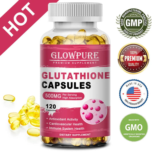 Glutathione Capsules for Skin, Detox and Immune System Support with High Absorption Formula Beauty Care Health Supplement Vegan