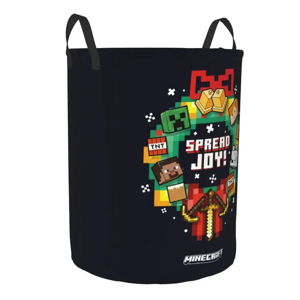 Custom Anime Game Mine C-Crafts Cartoon Laundry Hamper Large Clothes Storage Basket Toy Bin Organizer for Kids