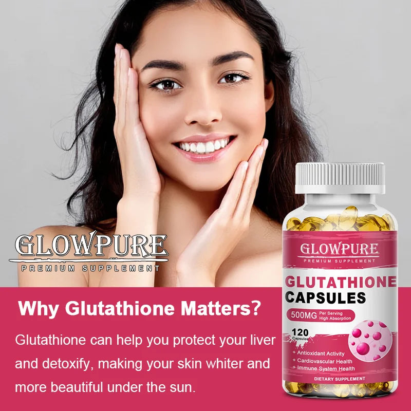 Glutathione Capsules for Skin, Detox and Immune System Support with High Absorption Formula Beauty Care Health Supplement Vegan