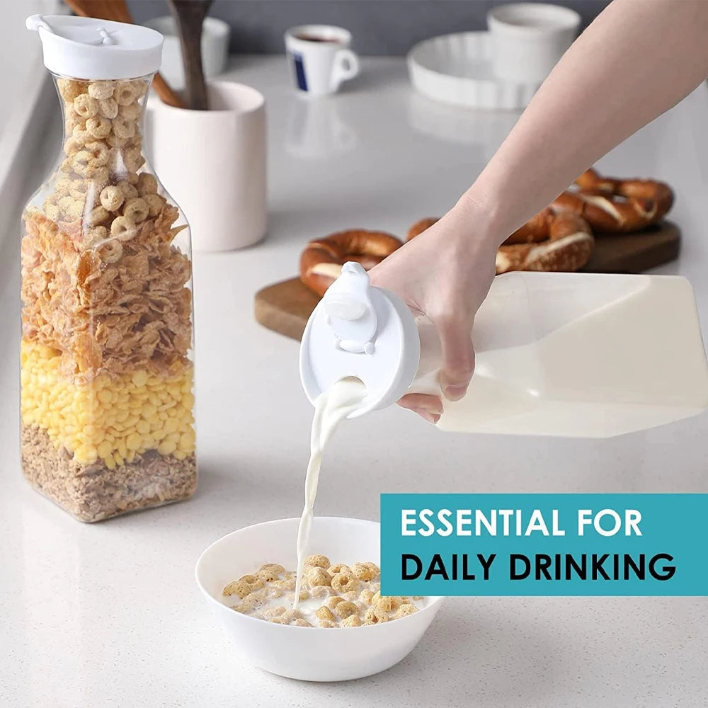 1500ml/50oz Juice Water Bottle Leakproof with Flip Top Round/Square Juice Container Plastic Water Bottle for Cold Drinks/Juice