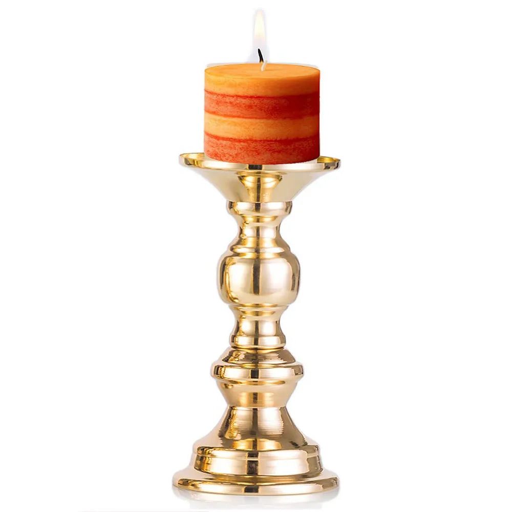 Gold Metal Pillar Candlestick Holders Vintage Pillar Candle Holders Elegant Metal Crystal Pillar Candle Stands candl stickholder