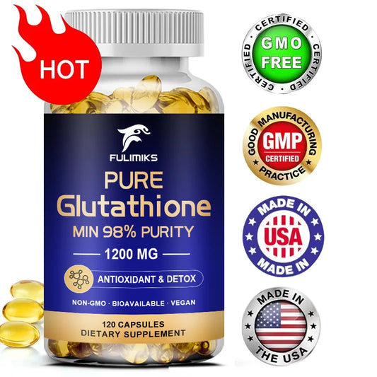 Pure Glutathione Capsules - Max Absorption, Support Overall Detoxification, Antioxidant & Anti-Aging, Liver, Skin & Immunity