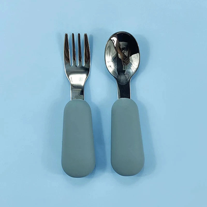 Baby Gadgets Tableware Set Children Utensil Stainless Steel Toddler Dinnerware Cutlery Cartoon Infant Food Feeding Spoon Fork