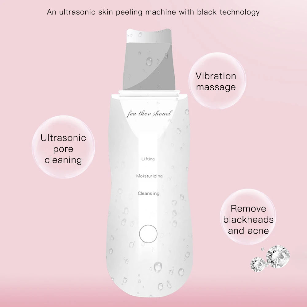 With Box Ultrasonic Skin Scrubber Vibration Face Spatula Peeling Blackhead Remover Facial Lifting Cleansing Ultrasonic Skin Care