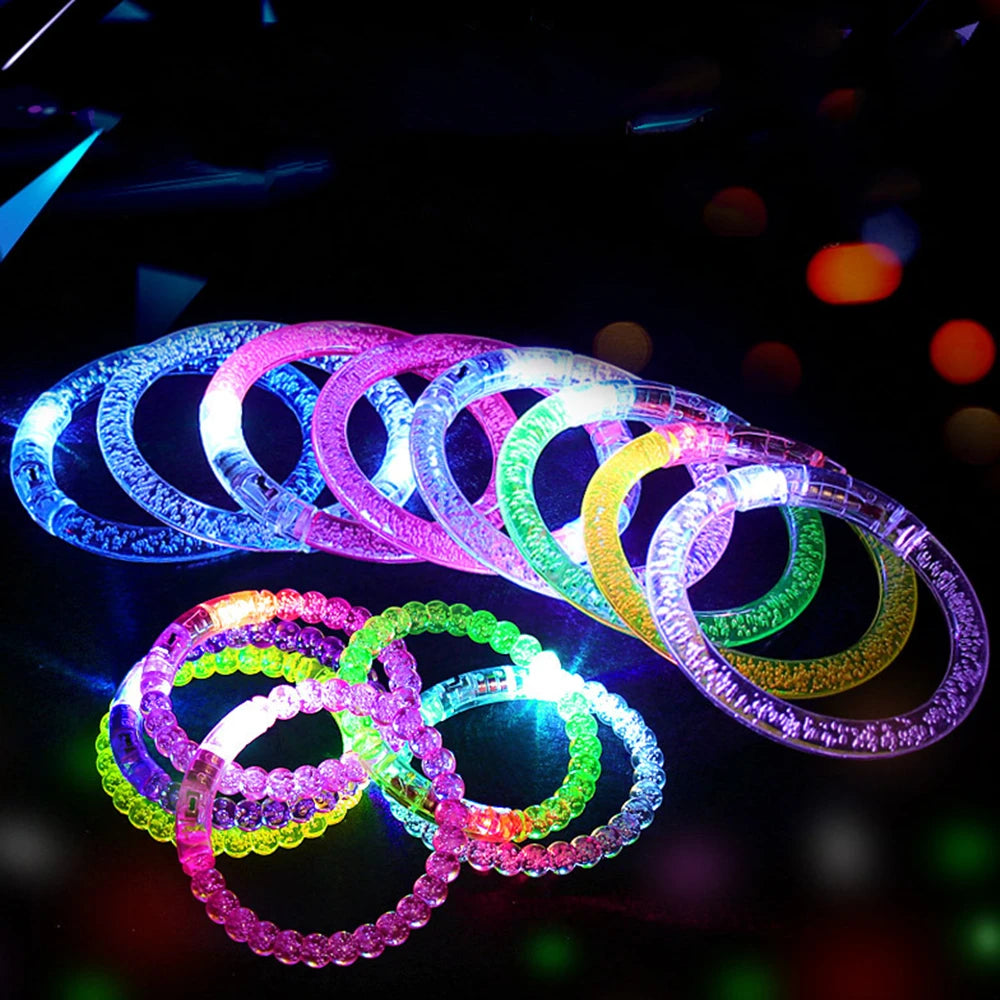 12/30Pcs Kids Adult Party Supplies LED Light Up Bracelet Toys Birthday Wedding Guest Gifts Halloween Christmas Bar Party Favors