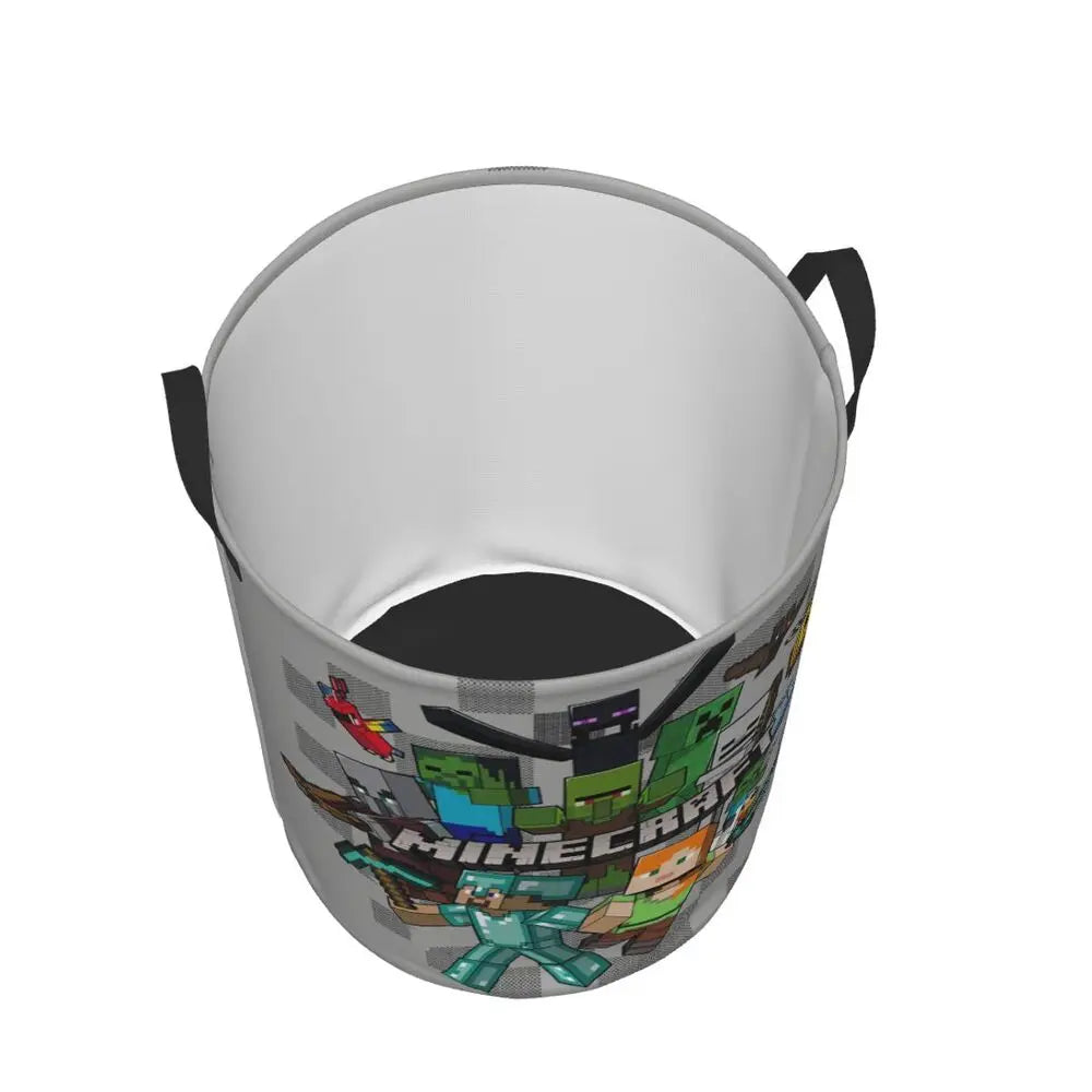 Custom Anime Game Mine C-Crafts Cartoon Laundry Hamper Large Clothes Storage Basket Toy Bin Organizer for Kids