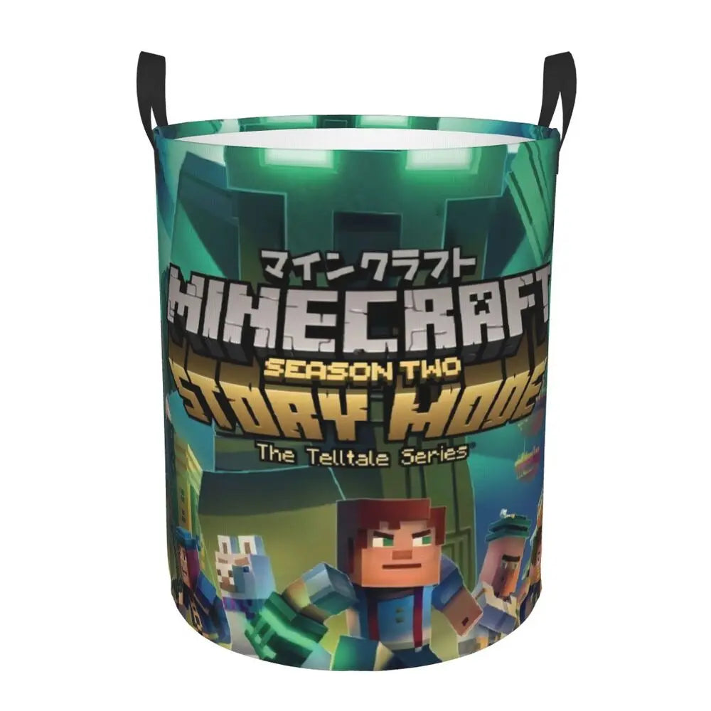 Custom Anime Game Mine C-Crafts Cartoon Laundry Hamper Large Clothes Storage Basket Toy Bin Organizer for Kids
