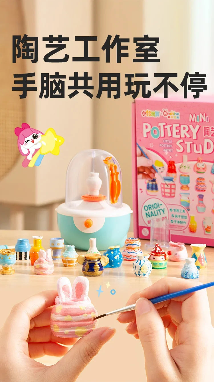 Children's DIY Clay Craft Kit, Pottery Making Machine with Soft Clay & Color Tools, Educational Art Toy
