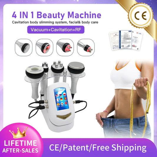 4IN1 Vacuum 40K Body Cavitation Massager Facial Radiofrequency Freckles Removal Fat Burner Cellulite Massager Skin Beauty Device