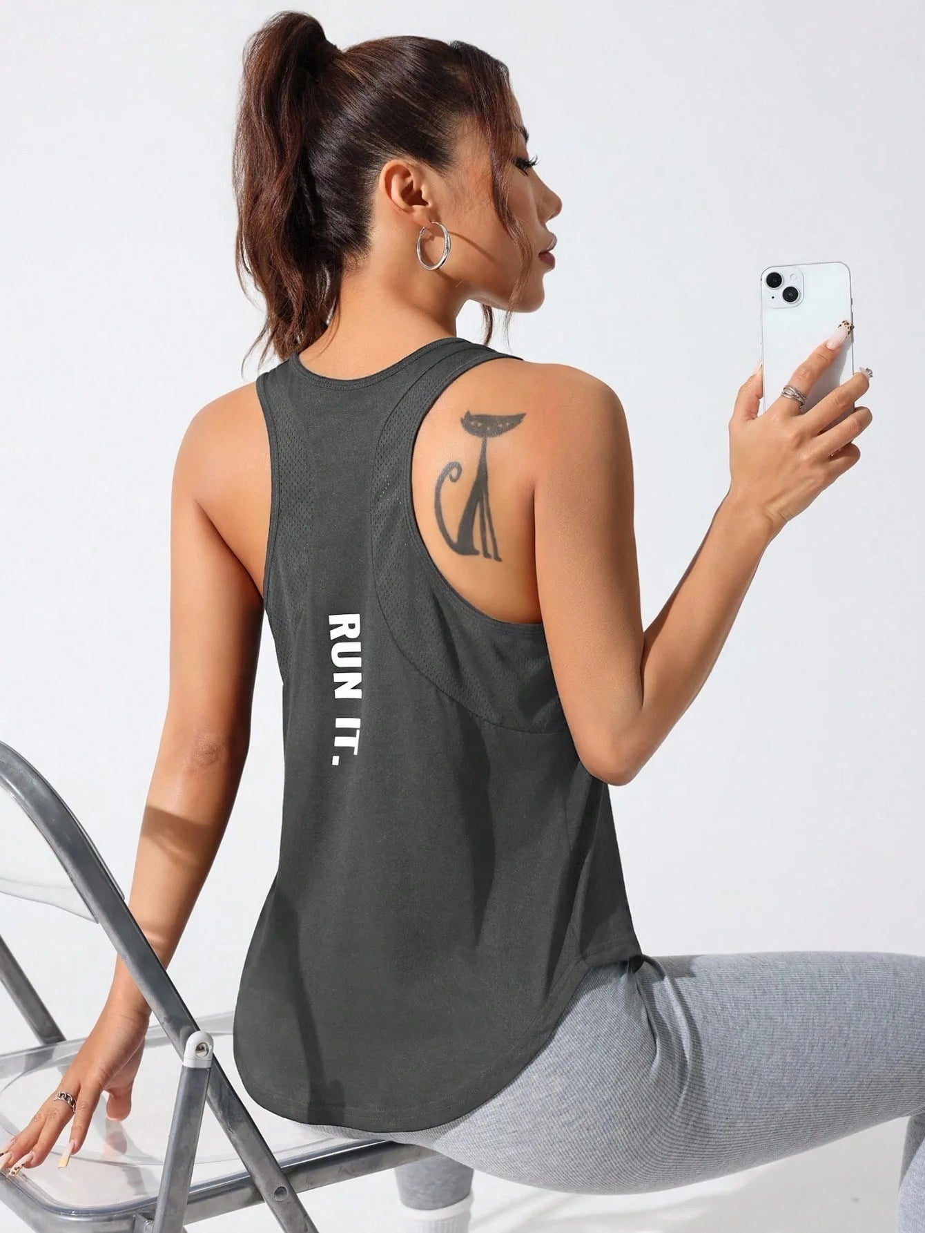 Women's running vest, special letter style, loose long top vest, a good choice for yoga running