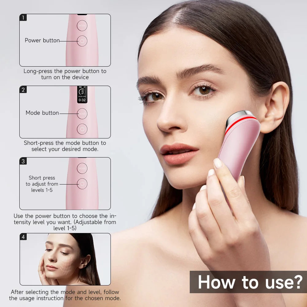 UBilli Booster Pro Led Facial Light Therapy 5 Colors Eye Beauty Wand Red Light Eye Massager for Skincare Rejuvenation Tool