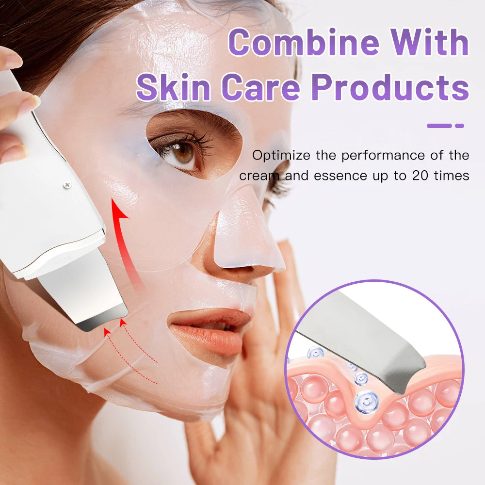 With Box Ultrasonic Skin Scrubber Vibration Face Spatula Peeling Blackhead Remover Facial Lifting Cleansing Ultrasonic Skin Care