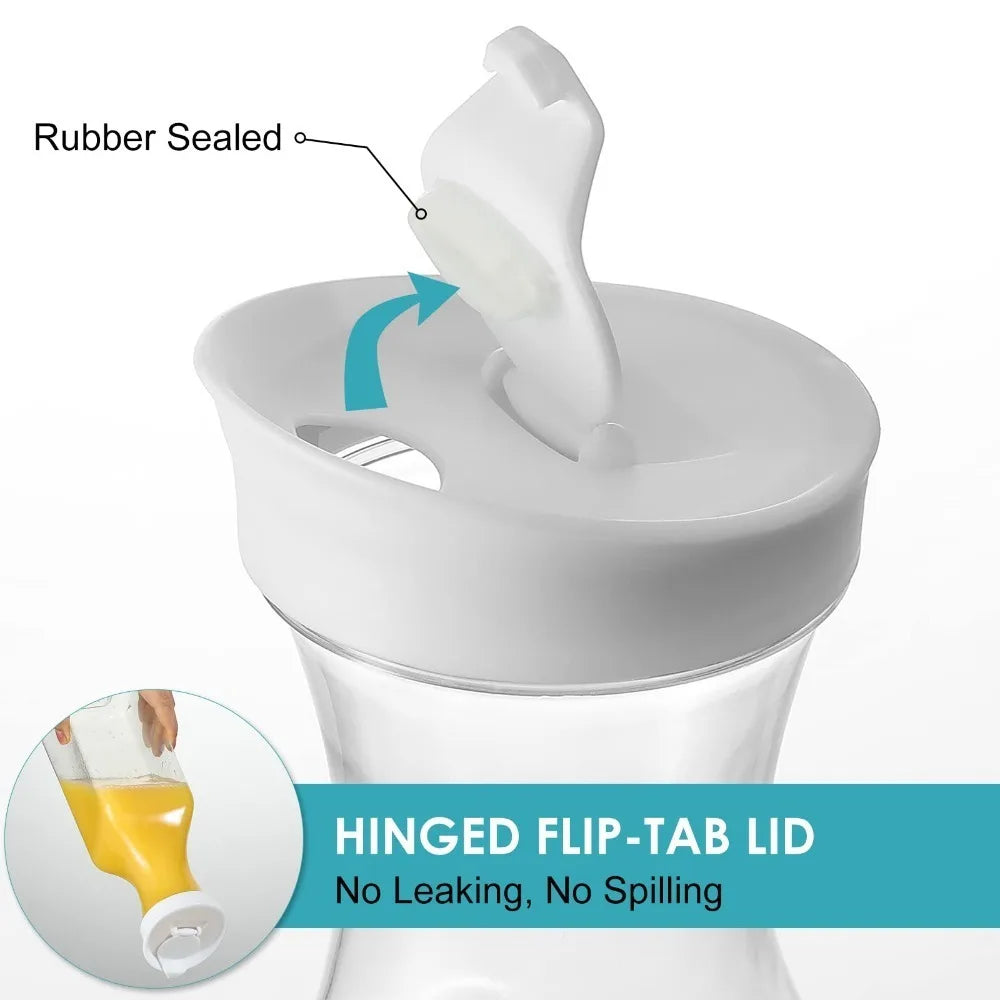 1500ml/50oz Juice Water Bottle Leakproof with Flip Top Round/Square Juice Container Plastic Water Bottle for Cold Drinks/Juice