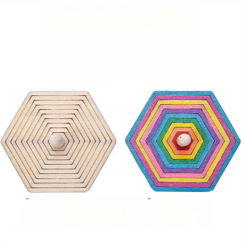 Wooden Spinning Top Craft Kit, Painting and Crafting with Wooden Art Materials, Holiday Gift Spinner