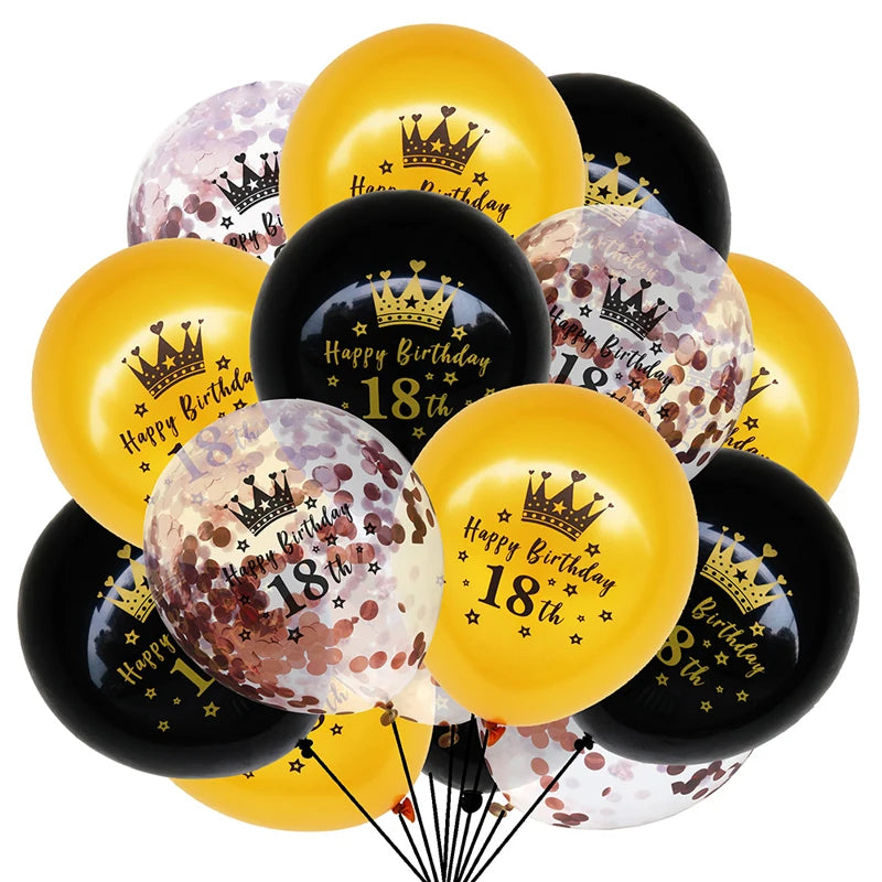 18th Birthday Party Decorations Black Plates Tableware Napkins For Kid Boys Girls Happy Birthday 18th Birthday Balloons Supplies