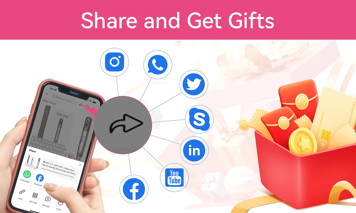 Hello Face M500S LED Mask Device Skin Care Tool Best Gift for lovers, parents, and friends