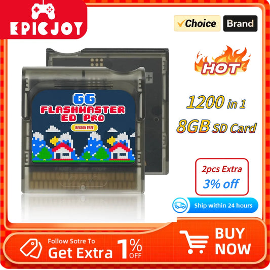 EPICJOY 2025 New Upgrade Game Gear Cartridge FlashMaster Cart  With 8GB TF Card With 1200+ Games For Sega Game Gear GG Console