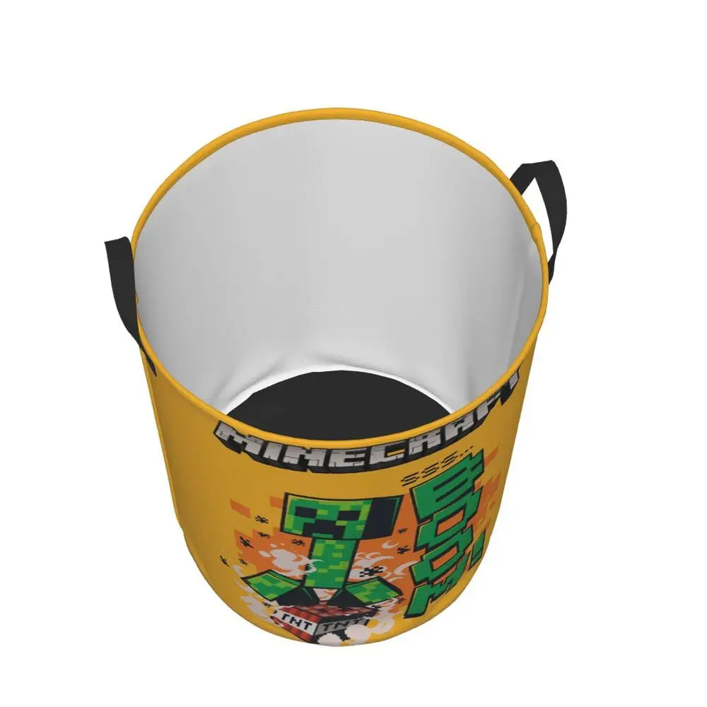 Custom Anime Game Mine C-Crafts Cartoon Laundry Hamper Large Clothes Storage Basket Toy Bin Organizer for Kids