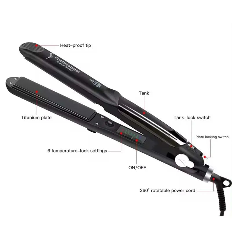 Professional Steam Hair Straightener Ceramic Vapor Hair Flat Iron Straightening Iron Curler Steamer Hair Styling Tool