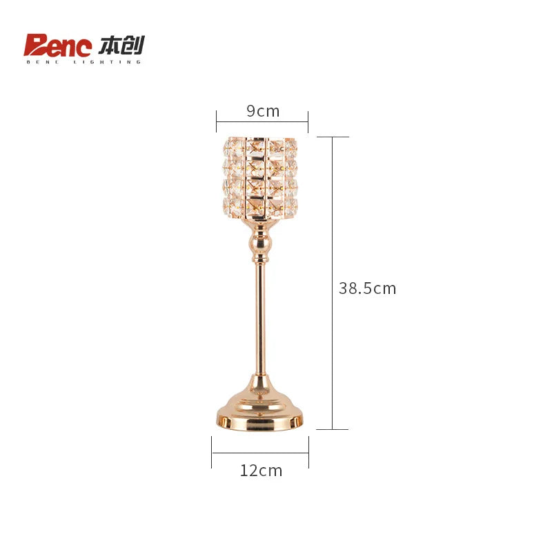 Crystal Glass Candle Holders Luxury Retro Metal Candlesticks, Wedding Party, Christmas Holiday, Desktop Home Decoration, 3 Sizes