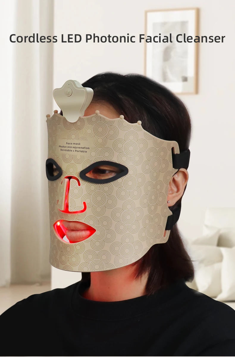 LED Photon Beauty Infrared Mask Instrument USB Electronic Mask Rejuvenation Lightens Fine Lines Brighten Skin Tone Repair Skin