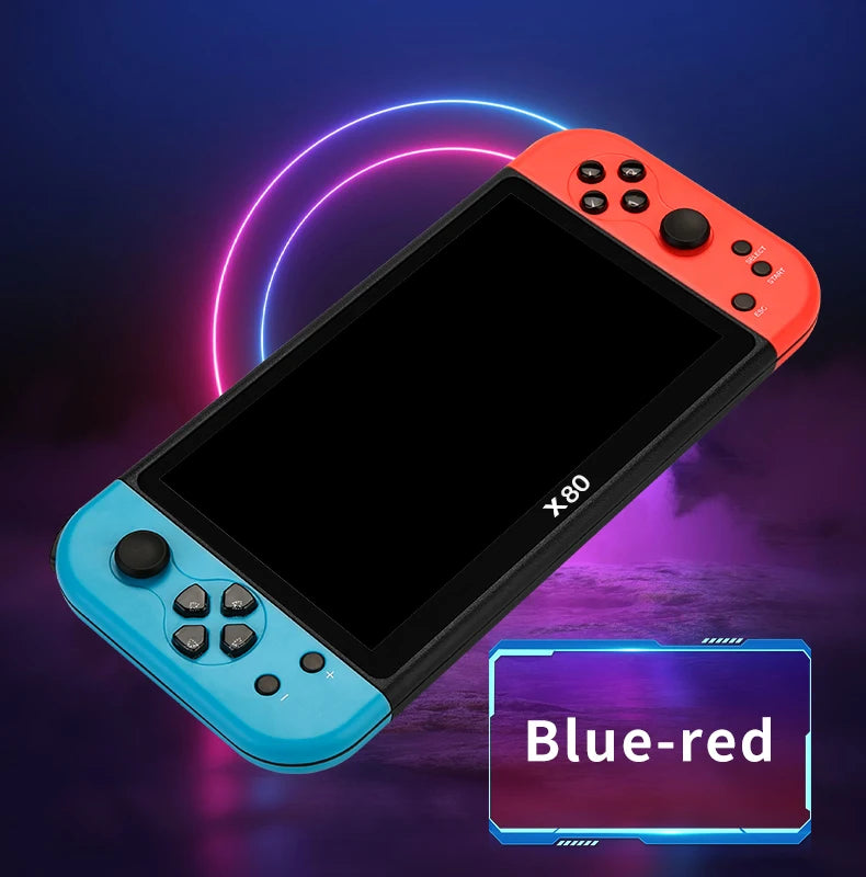 X80 Retro Handheld Game Console 7 Inch Screen HD TV Portable Game Player Built-in 16GB 10000 Games 10 Simulators for PS/PS1/MAME