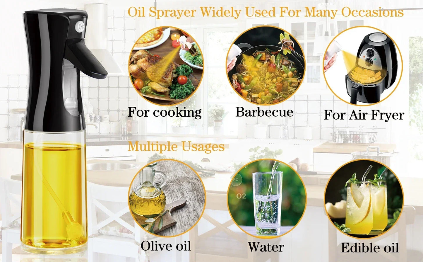 200/300/500ML Pneumatic Spray Bottle Fitness Barbecue Spray Oil Dispenser Kitchen Oil Spray Bottle Cooking Olive Oil Sprayer