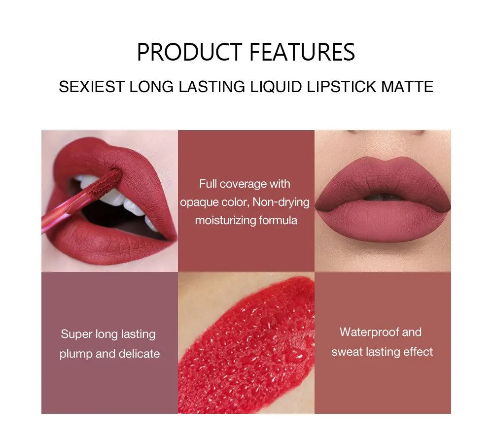 Liquid Lipstick Set Ultra Matte Velvet Waterproof Long Lasting Lip Glosses Nude Makeup Cosmetic Kit