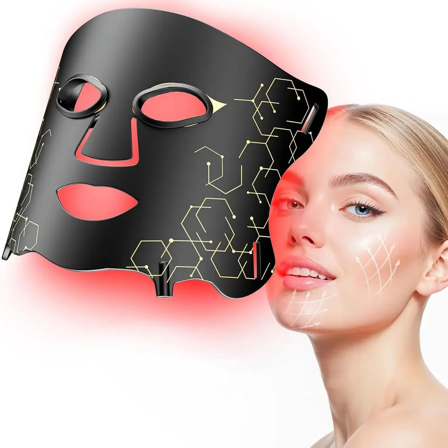 LED Face Mask with 66 LED Beads,Photon Mask with Ice Pack,2500mAh Battery LED Face Beauty Machine Photon FacialSkin Care Machine