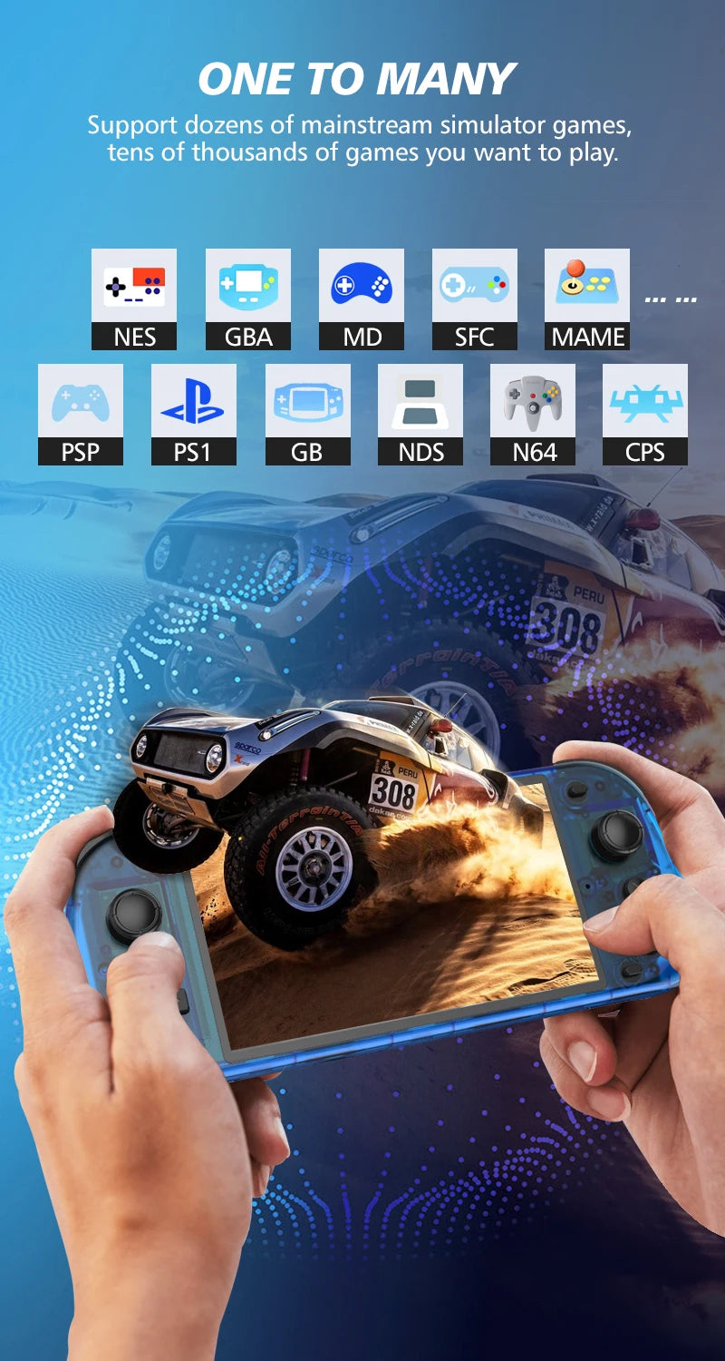 R50S Retro Handheld Games Console 128G 5.1inch IPS Screen Two-player Online Game 64GB Console Retro Game R36S