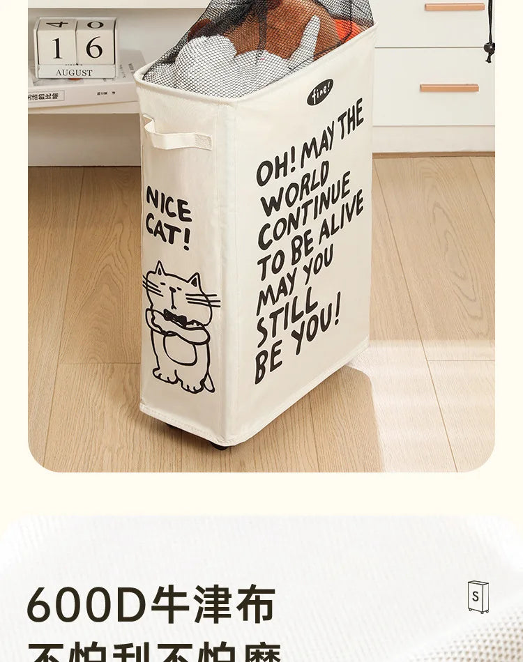 Foldable Laundry Basket Dirty Clothes Basket Clothes Storage Box Yoga Storage Sundries Box with Wheels Bathroom Accessories