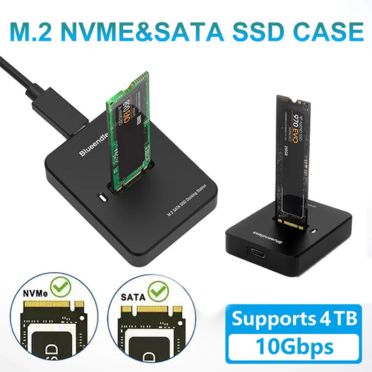 Dual Protocol M.2 NVME SATA SSD Docking Station Base External SSD Hard Disk Enclosure 10G Online Reading Writing Speed SSD Case