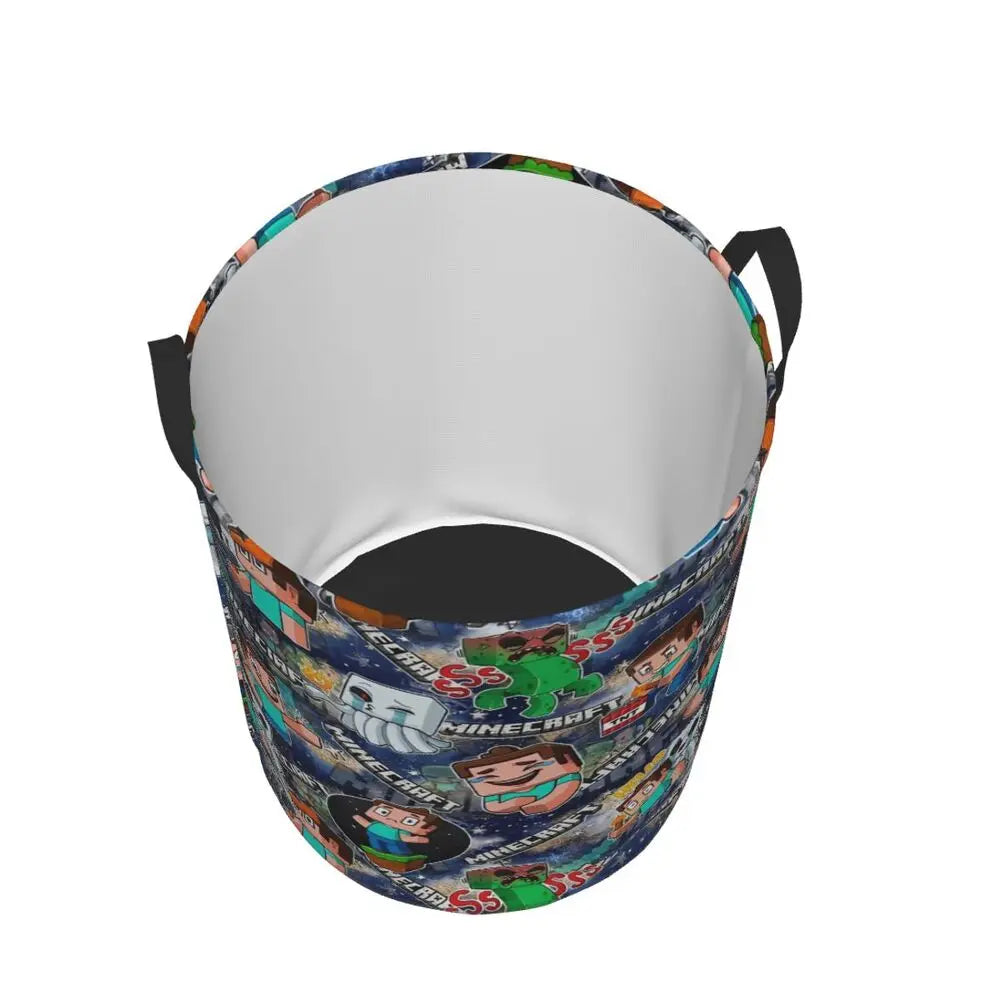 Custom Anime Game Mine C-Crafts Cartoon Laundry Hamper Large Clothes Storage Basket Toy Bin Organizer for Kids