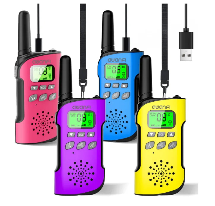 (Not For AU/JP/BR/NZ/BY/TH/UA/AO) 2/3/4 pcs Walkie Talkie Adults & Kids, Long Range/Rechargeable/1000mAh/Lanyards/Flashlight/SOS
