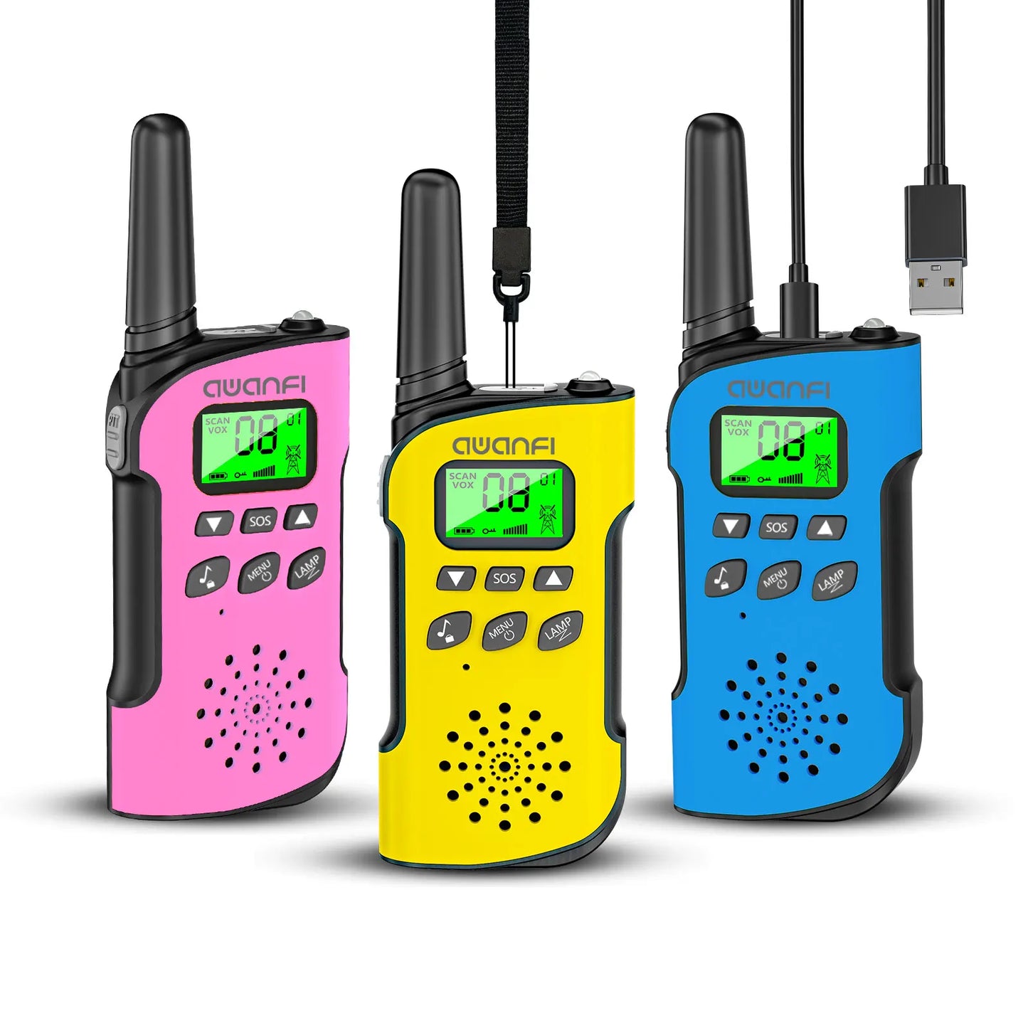 (Not For AU/JP/BR/NZ/BY/TH/UA/AO) 2/3/4 pcs Walkie Talkie Adults & Kids, Long Range/Rechargeable/1000mAh/Lanyards/Flashlight/SOS