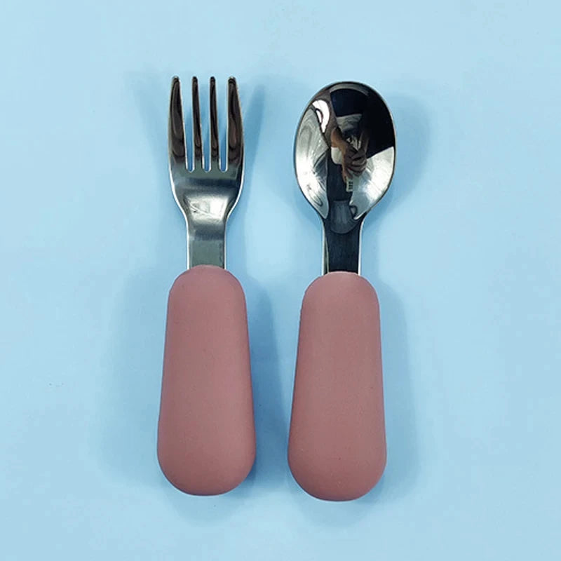 Baby Gadgets Tableware Set Children Utensil Stainless Steel Toddler Dinnerware Cutlery Cartoon Infant Food Feeding Spoon Fork