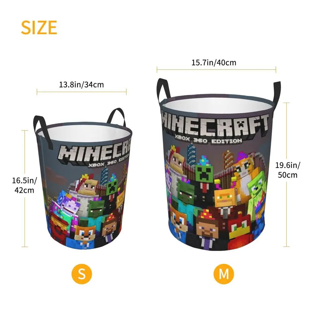 Custom Anime Game Mine C-Crafts Cartoon Laundry Hamper Large Clothes Storage Basket Toy Bin Organizer for Kids