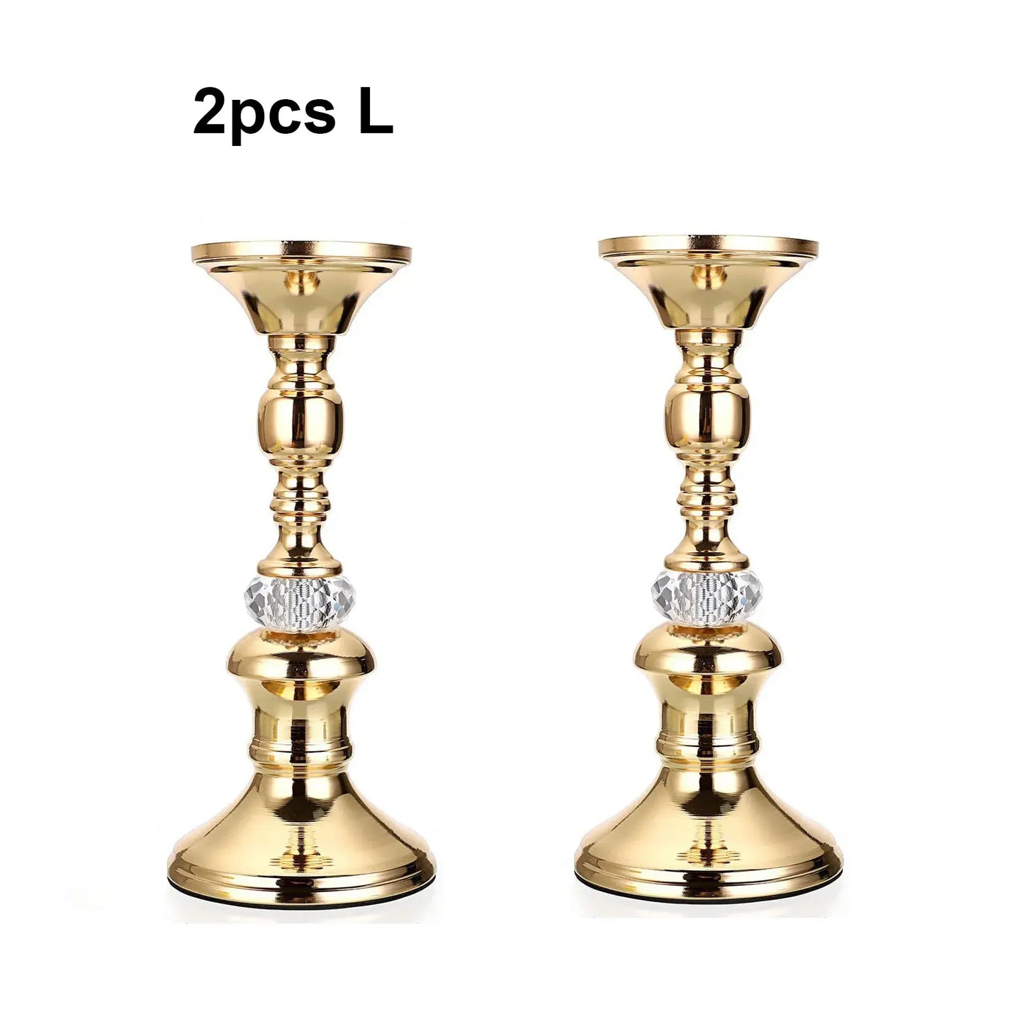 Gold Metal Pillar Candlestick Holders Vintage Pillar Candle Holders Elegant Metal Crystal Pillar Candle Stands