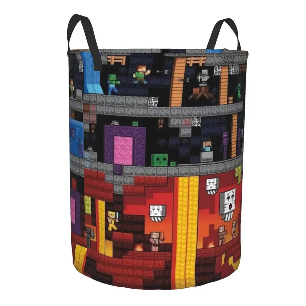 Custom Anime Game Mine C-Crafts Cartoon Laundry Hamper Large Clothes Storage Basket Toy Bin Organizer for Kids
